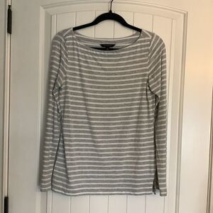‎Banana Republic Gray and White Striped Top